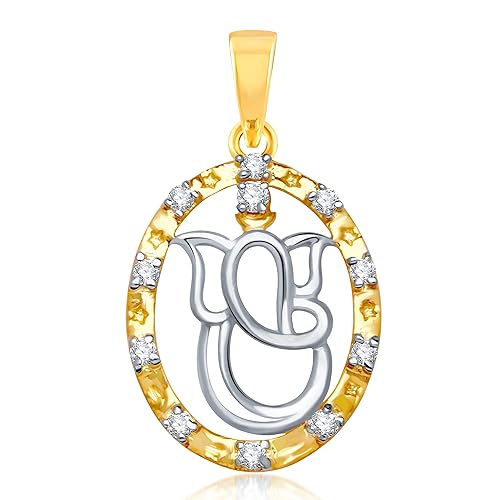VK Jewels Shubham Gold and Rhodium Plated Alloy God Pendant for Men & Women made with Cubic Zirconia - P1133G [VKP1133G]