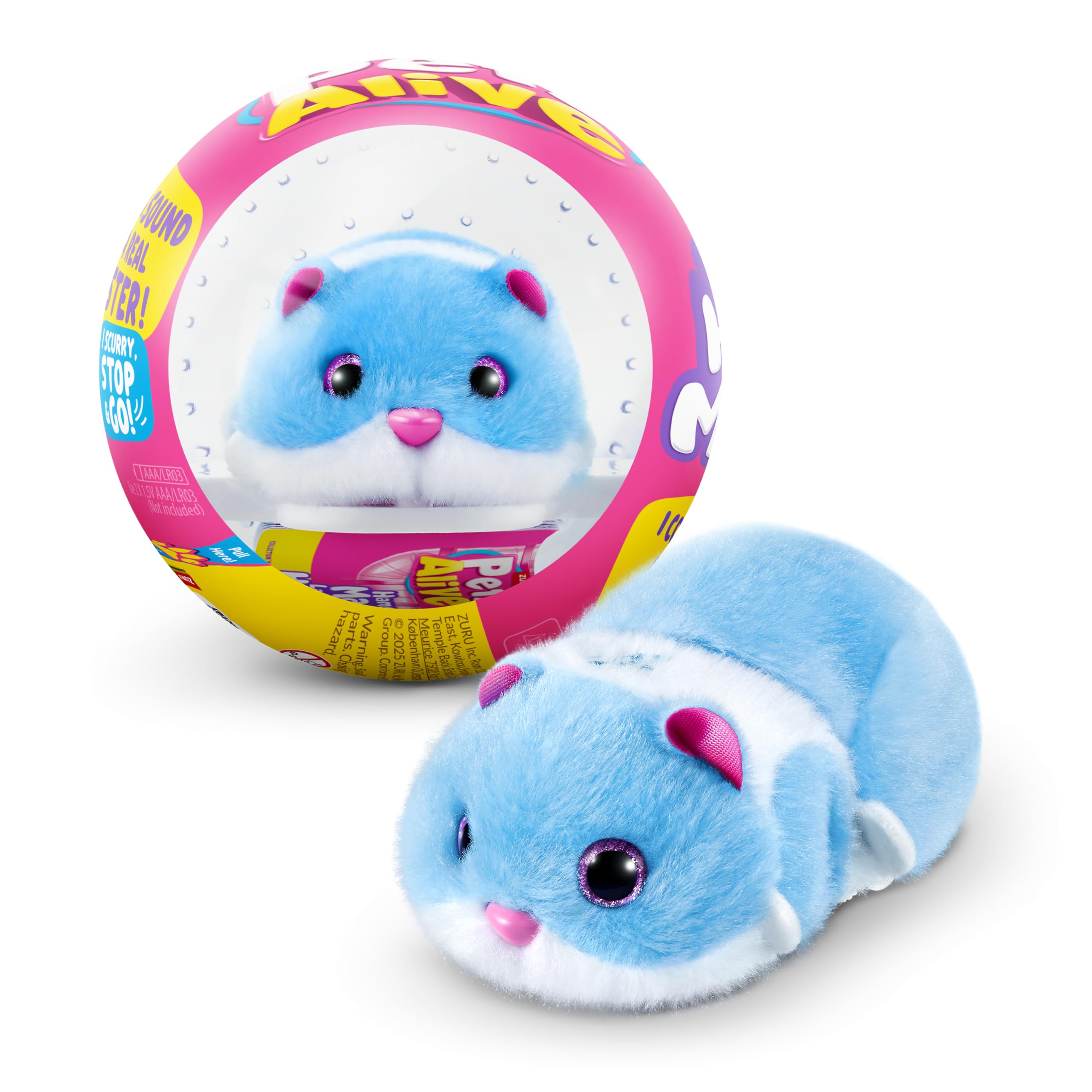 Pets Alive Hamstermania Blue by ZURU Hamster, Electronic Pet, 20+ Sounds Interactive, Hamster Ball Toy for Girls and Children, (Blue)