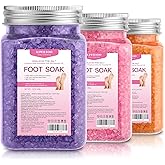 XIWEIOO Himalayan Pink Salt Kit Pack of 2 Natural Foot Soak Salts Epsom Salt Essential Oils Lavender Orange Rose Scent Dead Sea Salt Moisturizing Skin Tea Tree Oil Care Christmas Gifts for Women