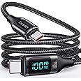 wiredge USB C to USB C Cable 5A PD 100W LED Display Cable 4ft QC5.0 PPS Super Fast Charging Type-C Phone Nylon Braided Charger Cord 480Mbps Data Compatible with iPad MacBook Samsung Galaxy Pixel PS5