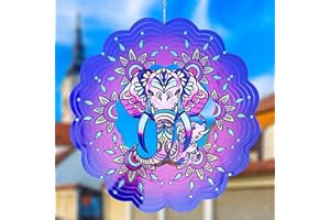 GOTOME Elephant Wind Spinners 3D Hanging Wind Spinner Elephant Ornament Gifts for Women/Men,12inch Metal Wind Kinetic Sculpture for Outdoor&Indoor Decor, Yard Art, Garden Decoration
