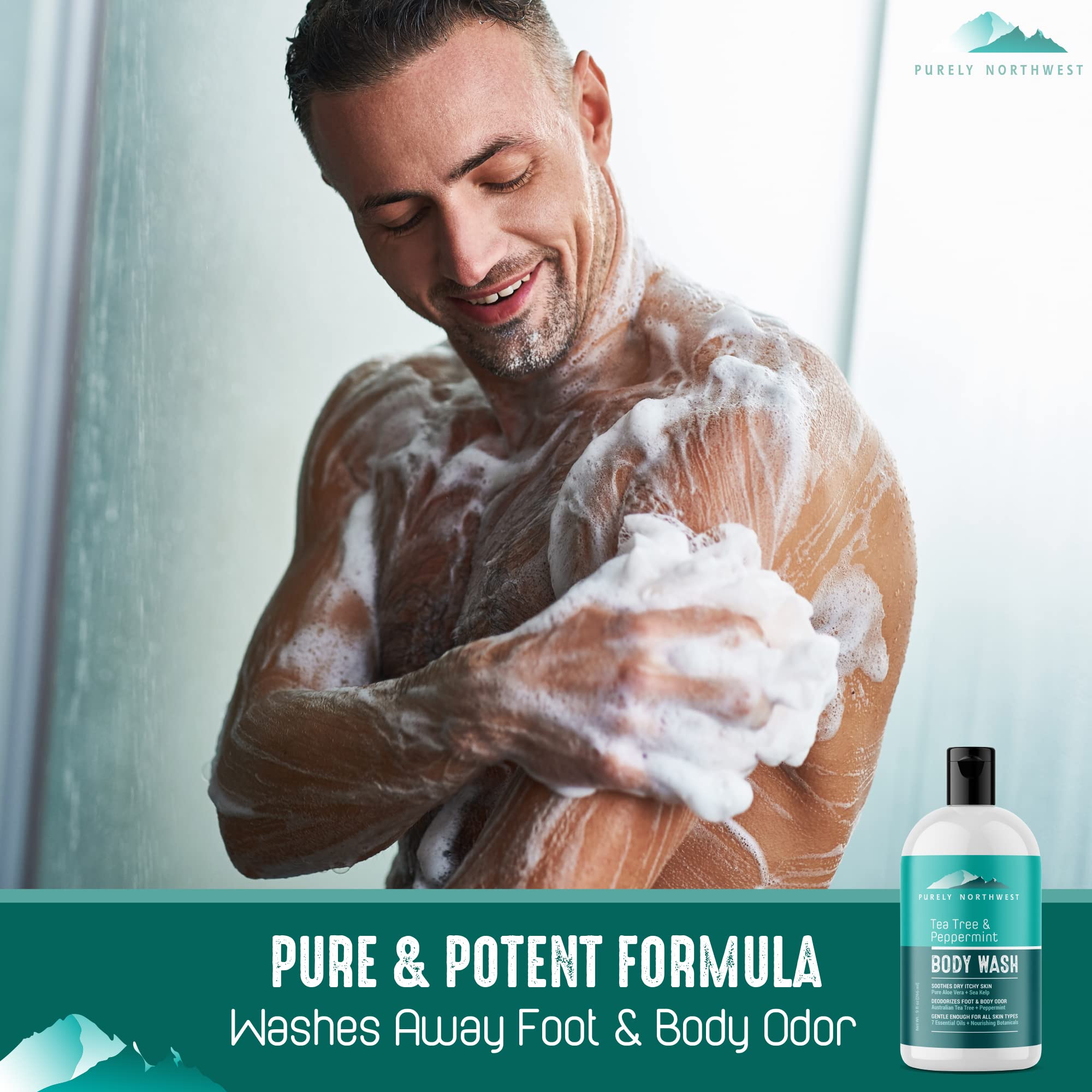 PURELY NORTHWESTNatural Tea Tree & Peppermint Body Wash for Men