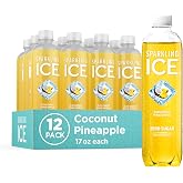 Sparkling Ice, Coconut Pineapple Sparkling Water, Zero Sugar Flavored Water, with Vitamins and Antioxidants, Low Calorie Beverage, 17 fl oz Bottles (Pack of 12)