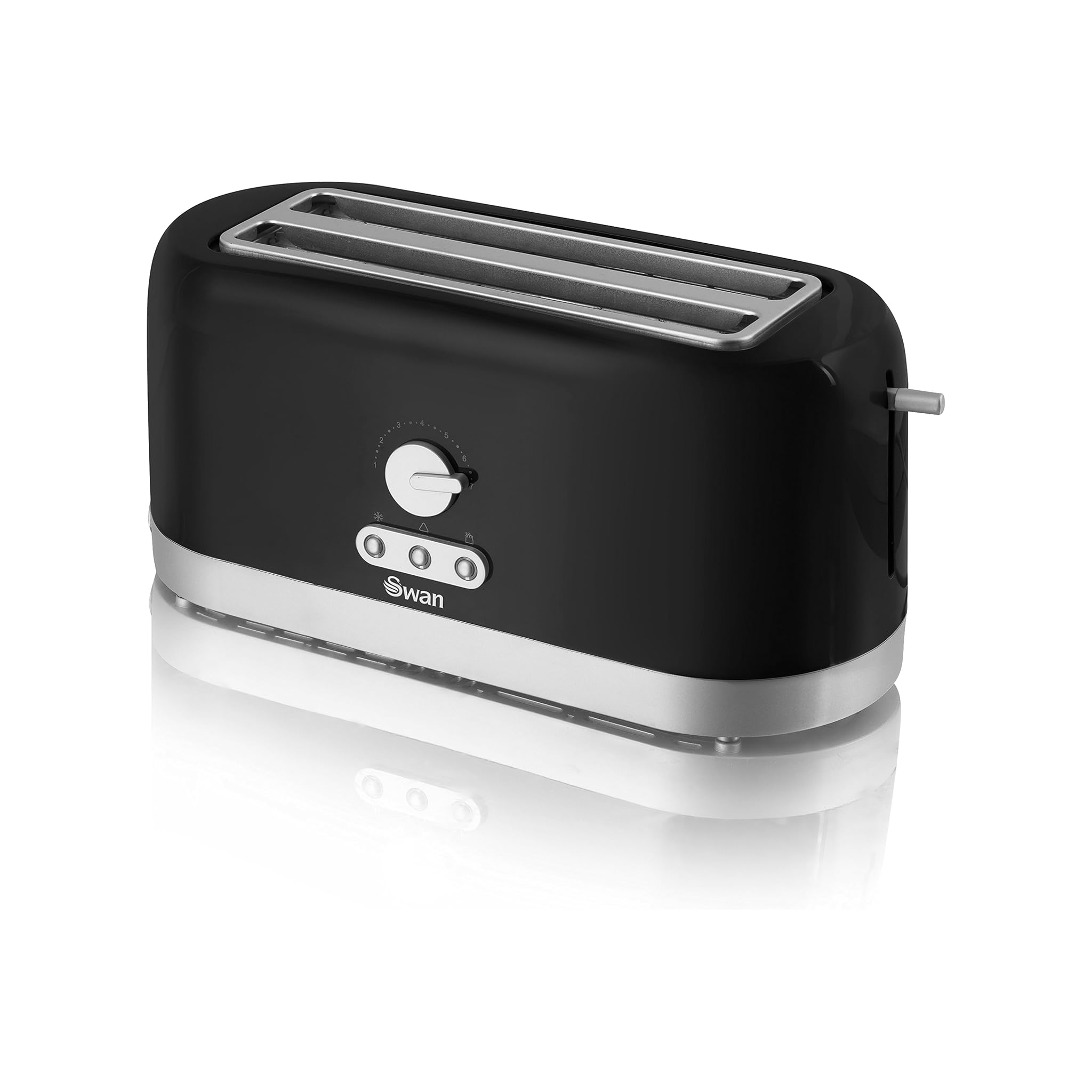 Swan 4 Slice Long Slot Black Toaster
