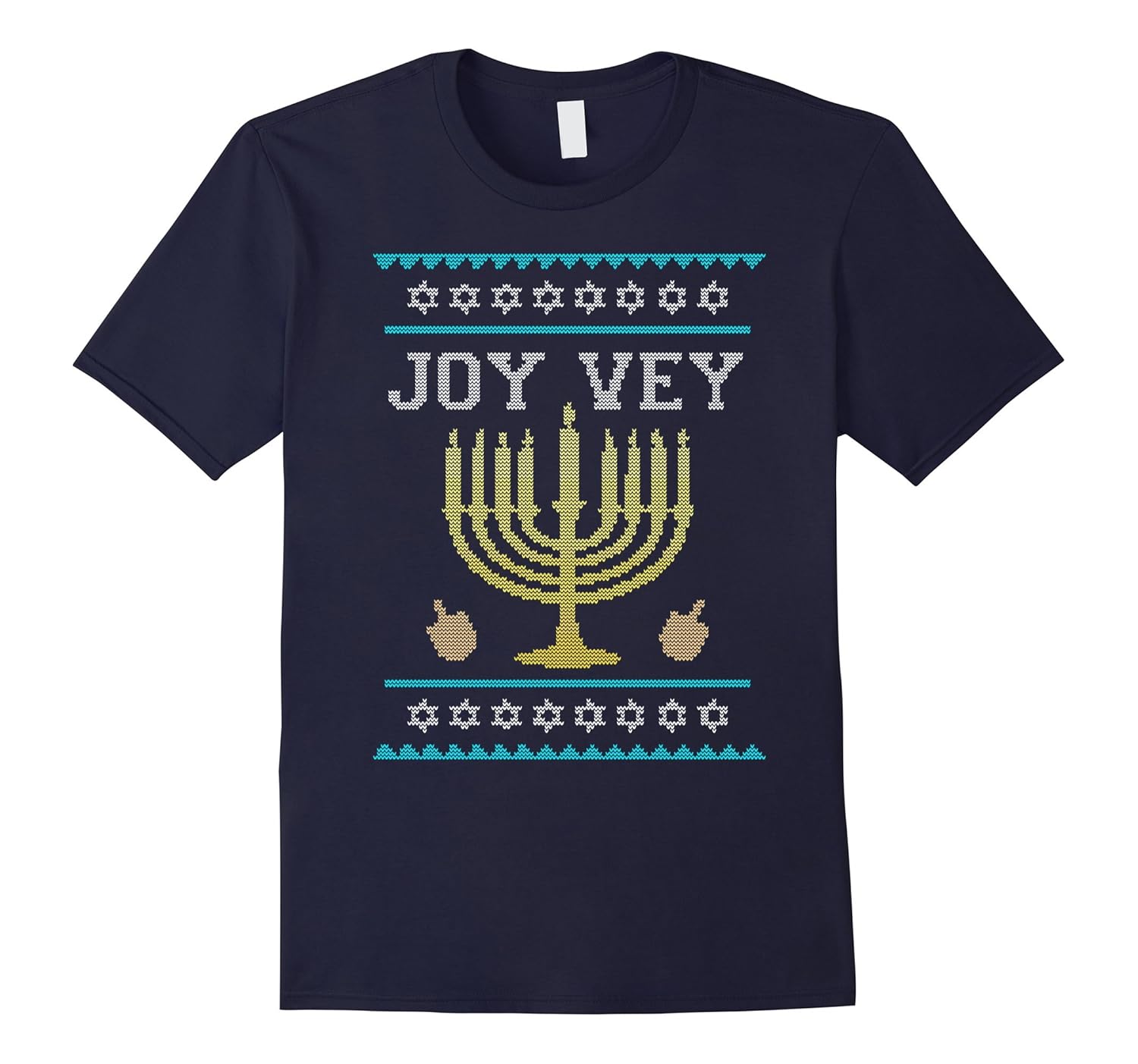 Ugly Hanukkah Sweater Joy Vey Menorah T-Shirt-Rose