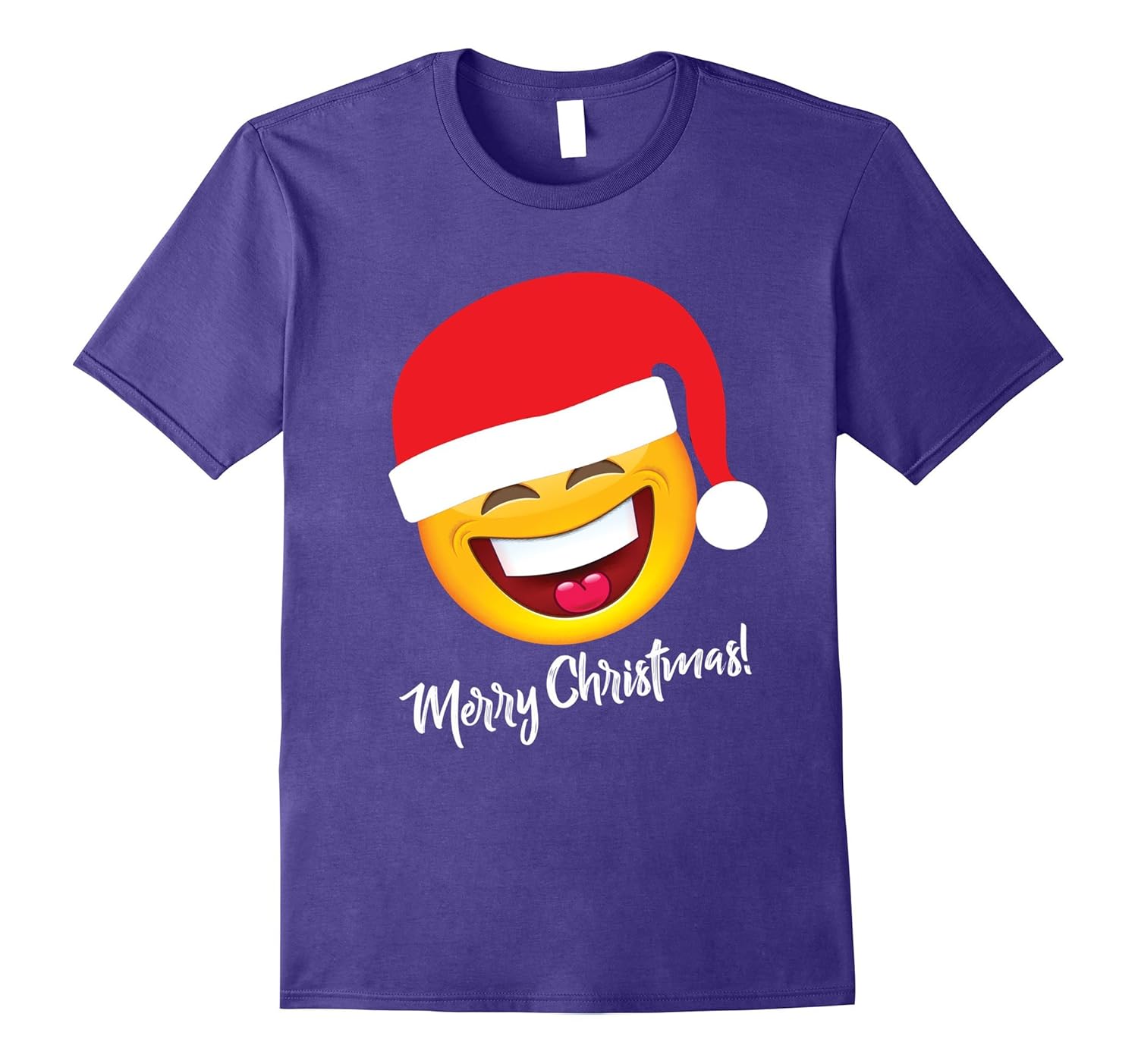 Laughing Santa Hat Emoji Merry Christmas T-Shirt for Kids-ANZ