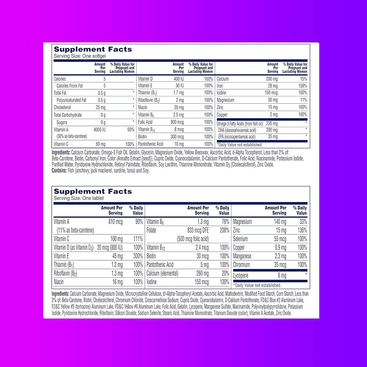 One A Day Men's & Women's Pre-Pregnancy Multivitamin including Vitamins A, Vitamin C, Vitamin D, B6, B12, Folic Acid & more, 30+30 Count, Supplement for Before, During, and Postnatal: Health & Personal Care