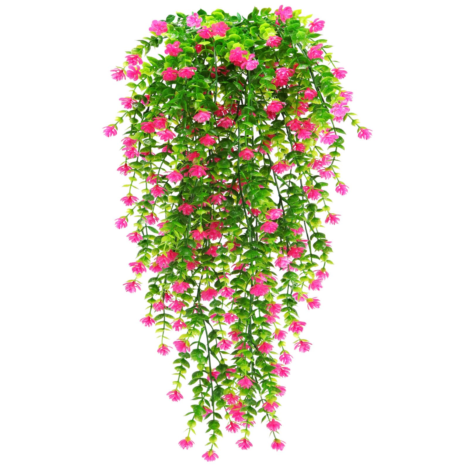 Yueshop 2PCS UV-Resistant Artificial Hanging Flowers Bouquet - Indoor Outdoor Fake Plants for Wall, Home, Garden, Wedding Decor (Pink)