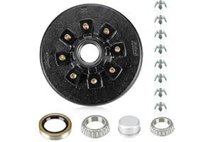 AEAGLE 12" x 2" Brake Drum Kit 8 on 6.5" Bolt Circle Brake Drum Kits for 7K 7,000lbs Load Trailer Axle
