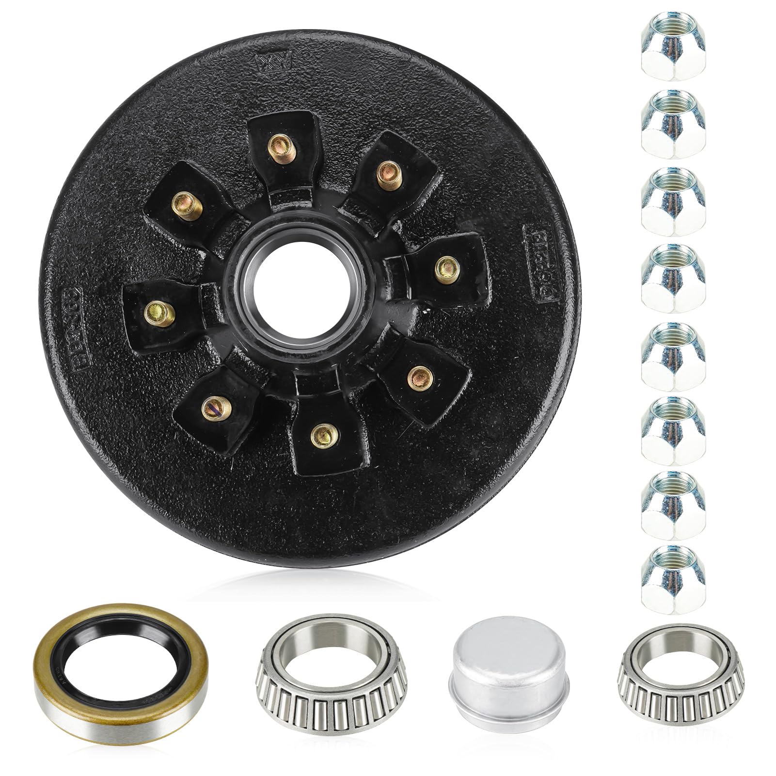 Photo 1 of 12" x 2" Brake Drum Kit 8 on 6.5" Bolt Circle Brake Drum Kits for 7K 7,000lbs Load Trailer Axle