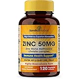 Zinc 50mg Supplement 120 Vegetarian Capsules, Zinc Highly Absorbable Supplements for Immune Support System, Gluten Free Zinc 