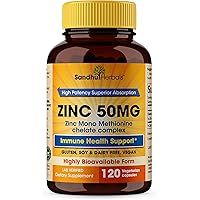 Zinc 50mg Supplement 120 Vegetarian Capsules, Zinc Highly Absorbable Supplements for Immune Support System, Gluten Free…