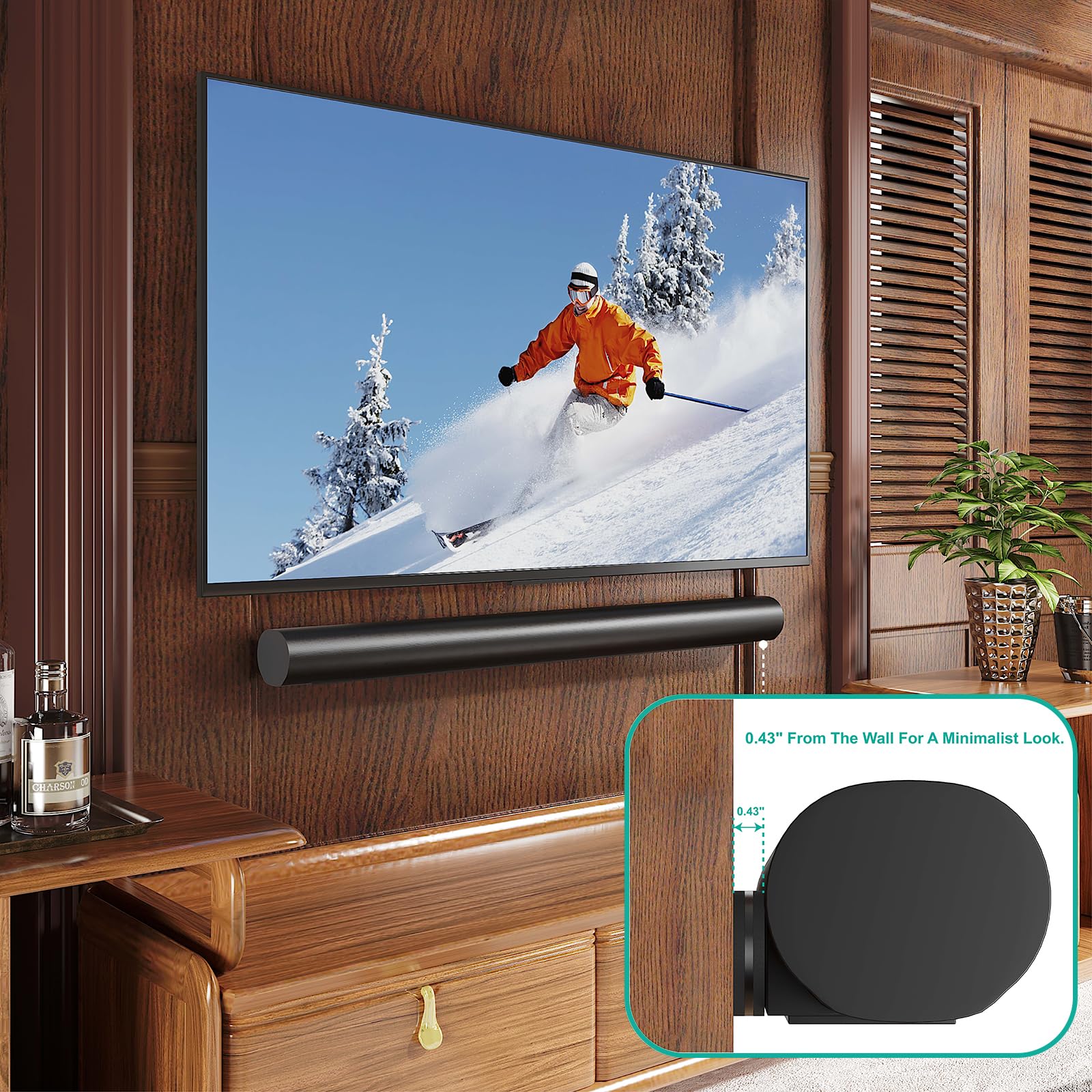 WALI Soundbar Mount for Sonos Arc and Sonos Arc Ultra - Sound bar Wall Mount Bracket, Minimalist Design, Perfect for Under TV Installation, Black