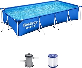 Steel Pro Frame Pool-Set, eckig, mit Filterpumpe 400 x 211 x 81 cm