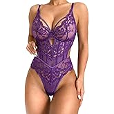 Avidlove Sexy Lingerie for Women Lace Bodysuit Teddy Lingeries V Neck Cut Out Snap Crotch Lingerie