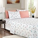 Elegant Comfort Softest and Coziest 4-Piece Sheet Set - 1500 Premium Hotel Quality Microfiber - Deep Pocket, Wrinkle Resistant 4-Piece Floral Bed Sheet Set, Twin XL, Celia Pink