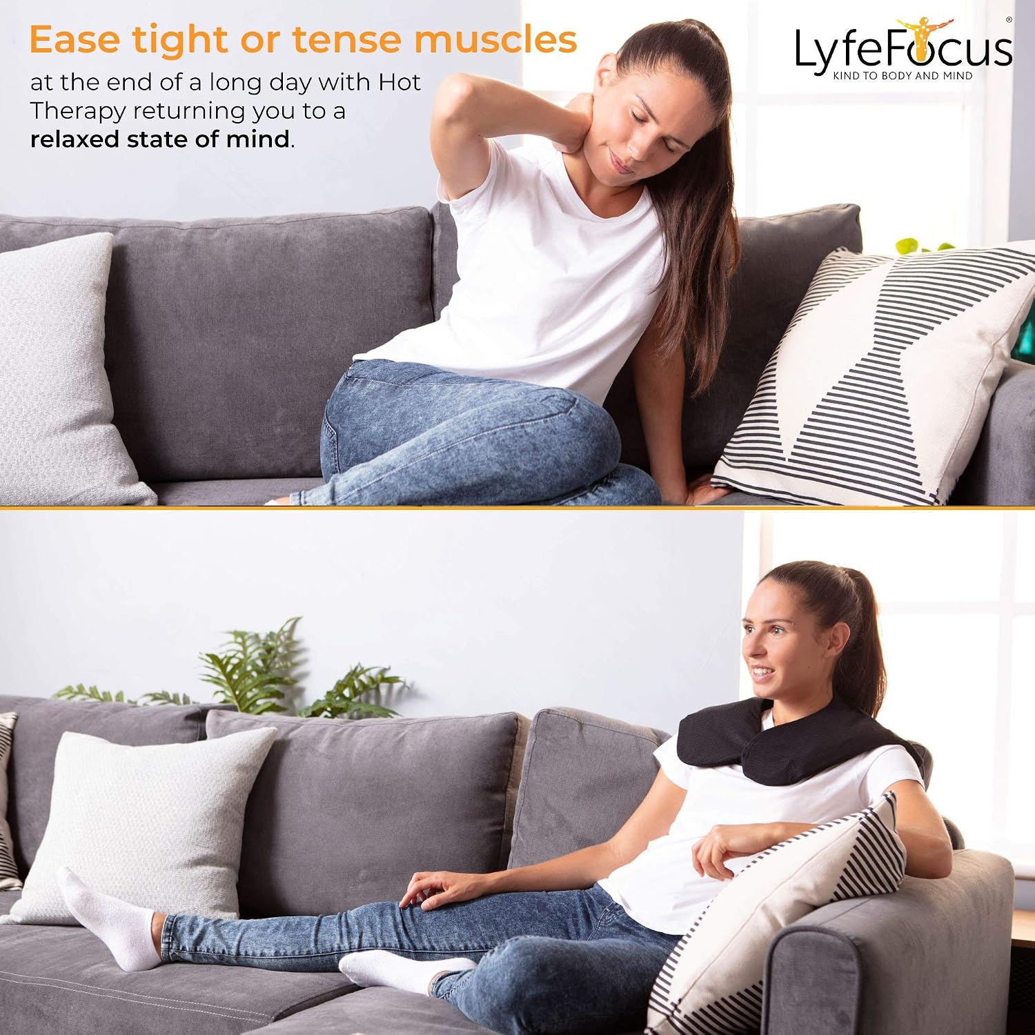 LyfeFocus Reusable Hot & Cold Pack Gel Heat Wrap for Neck & Shoulder Pain, Flexible, Microwaveable & Freezable Ice Pack - Image 3
