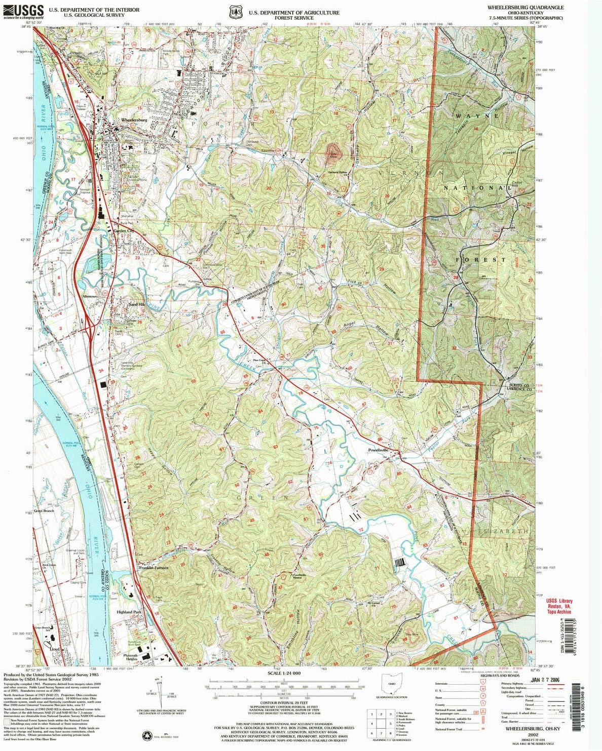 YellowMaps Wheelersburg OH topo map, 124000 Scale, 7.5 X 7.5 Minute, Historical