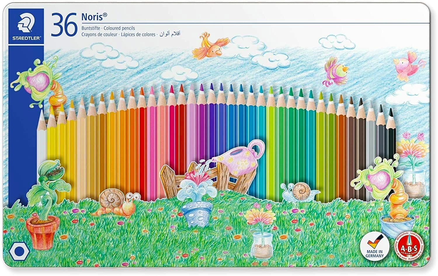 STAEDTLER Noris Club 145 SPM36 Colouring Pencils in Sport Design Tin - Assorted Colours (Pack of 36)