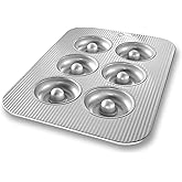 USA Pan Bakeware Aluminized Steel Donut Pan, 6-Well