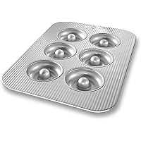 USA Pan Bakeware Aluminized Steel Donut Pan, 6-Well