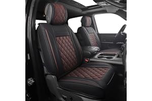 JOJOBAY Car Seat Covers for Dodge Ram,Fit 2009-2025 1500/2500/3500 HD Pick-up Truck,Crew,Regular,Quad,Mega Cab,Waterproof Synthetic Leather Seat Covers(2PCS-Front,Black-Brown)