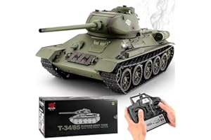 BESTYMXY RC Tanks Henglong Russian T-34/85 2.4ghz Shooting Tank Model with Sound & Light for Ages 14+