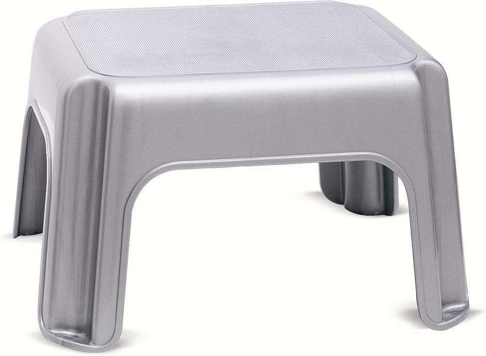 Addis Step Stool Solid Metallic Silver 1 510044 150kg UK Made
