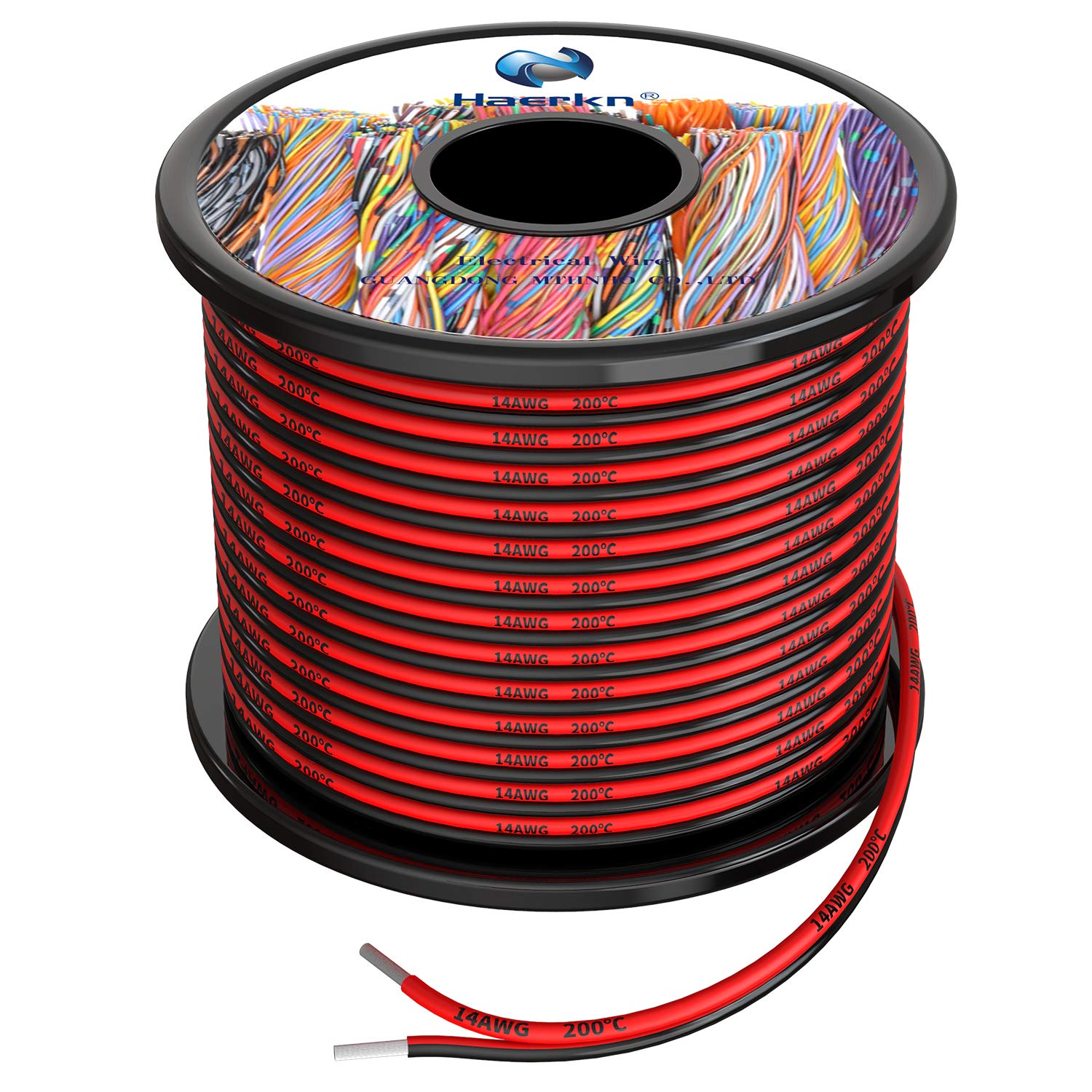 14awg 2.0mm² Silicone Electrical Wire 2 Core Cable 52ft [Black 26ft Red 26ft] oxygen free Stranded Tinned copper wire High Temperature Resistance Soft and Flexible