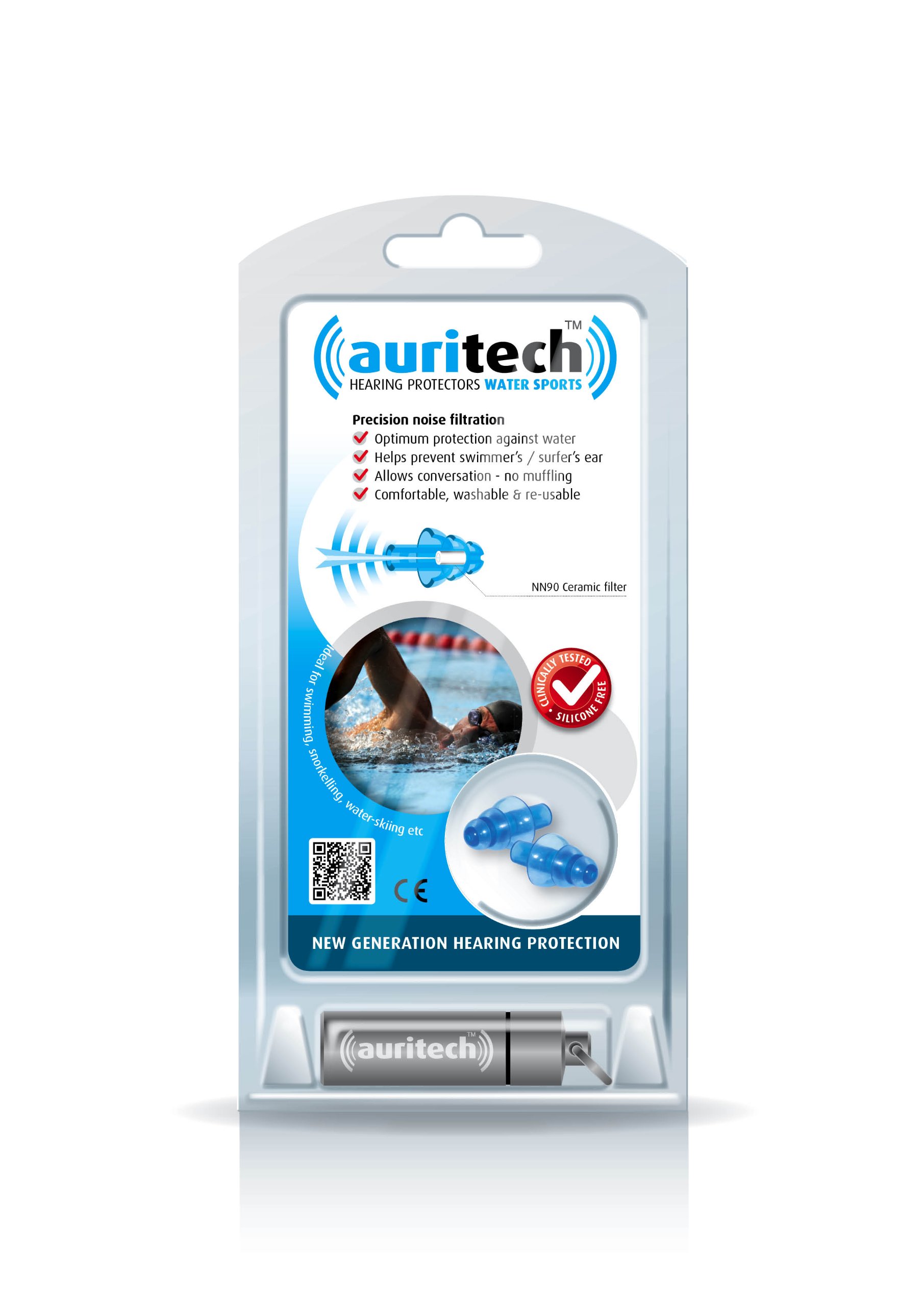 AURITECH "WATER SPORTS" Earplugs - Intelligent Hearing Protection for Swimming and other Water Sports