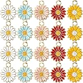 Joez Wonderful 50PCS Sunflower Charm Pendants for Jewelry Making, Colorful Flowers Pendants, Women Flower Charm, Alloy Cute DIY Jewelry Supplies for Necklace, Bracelets, Earrings (5 Colors)