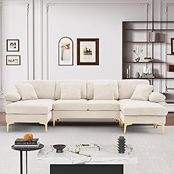 Wrofly U-Shaped Sectional Sofa Couch, 114" Comfy