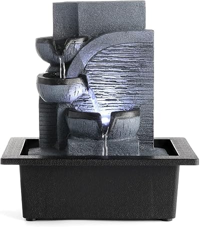 Dyna-Living Indoor Tabletop Fountain with LED Light Calming Water Sound
