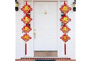 VALAUNI Chinese New Year Decorations 2025 Chinese Knot Couplets for Lunar New Year Decoration Lucky Hanging Ornaments Spring Festival Party Home Door Year of The Snake Decor Chinese Couplet-45 * 9in 2 Pcs