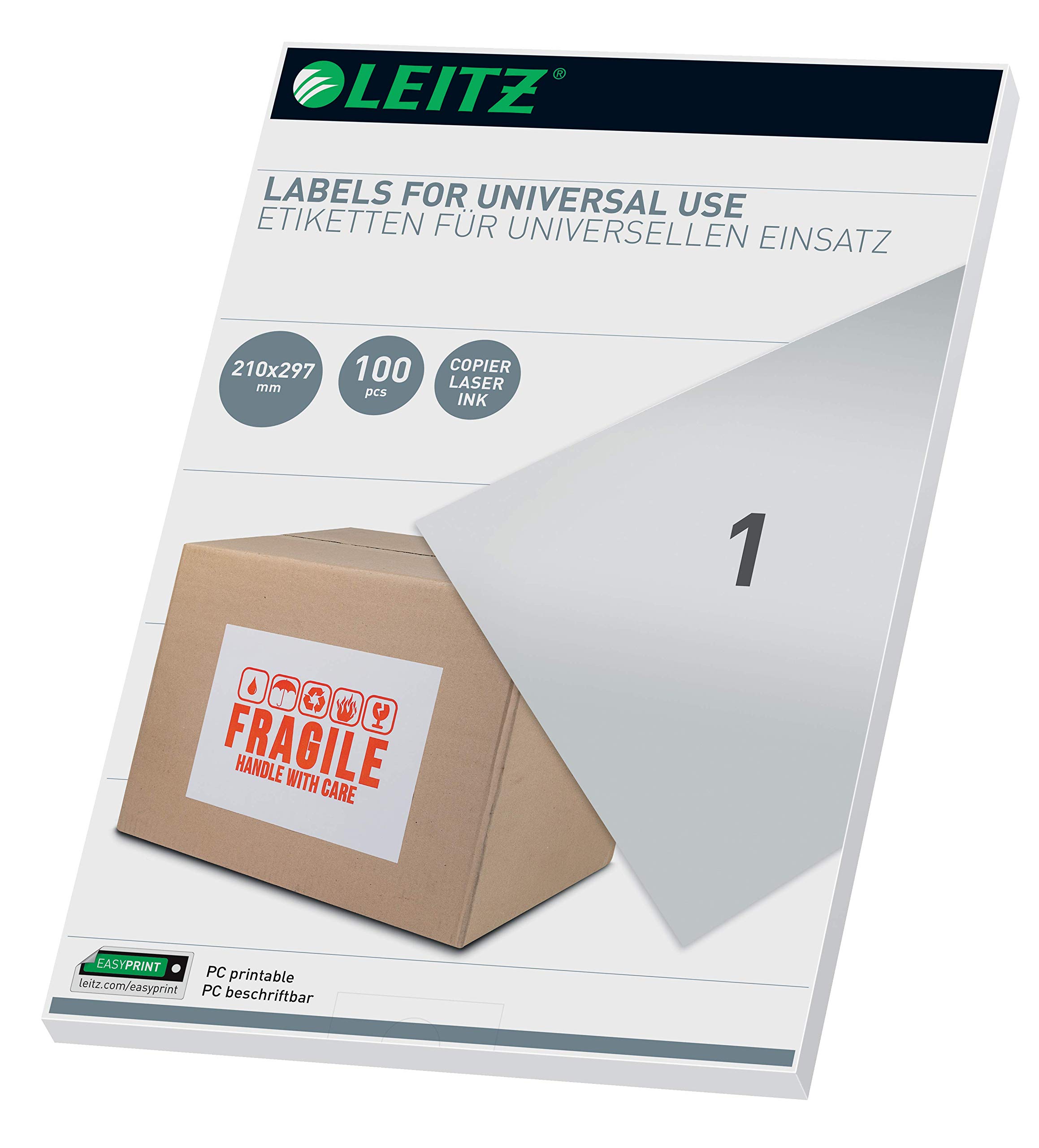 Leitz 61710001 Universal Labels for PC Write-On 210 x 297 mm White