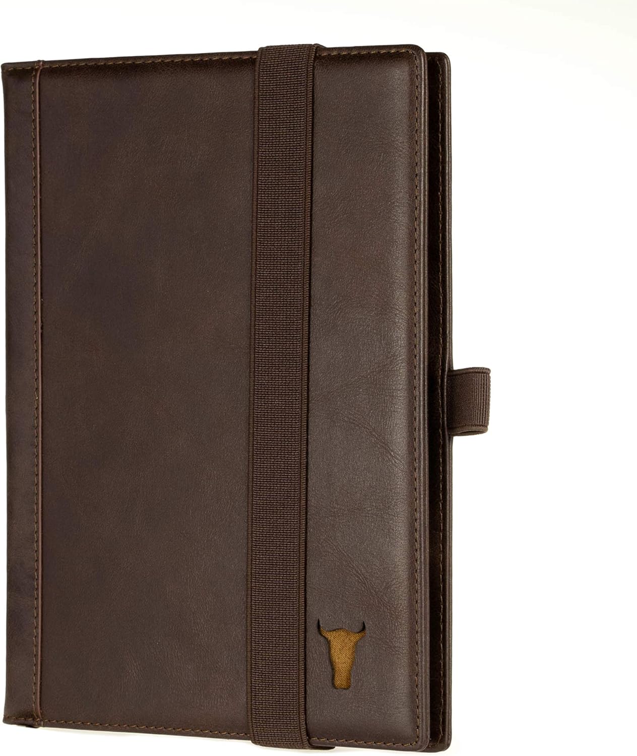 TORRO Genuine Leather Hardback Notebook Cover with 1X Refill Pad (A5 Dark Brown)