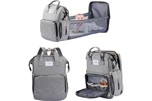 PY SUPER MODE Diaper Bag Backpack– Large Capacity Baby Backpack Diaper Bag Featuring Pockets, and Portable Diaper Pad, Multi-Function Baby Travel Waterproof Bag for Mom Dad,Mommy Bag - Grey