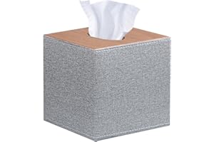 YAPISHI Tissue Box Cover Square, Upgrade 99% Compatible Large Size, Modern Tissue Box Holder for Napkin Facial Paper, Leather Dryer Sheet Dispenser Organizer for Bathroom Vanity Countertop, Night Stand