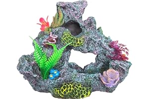 majoywoo Fish Tank Coral Reef Decor, Artificial Resin Aquarium Accessories, Goldfish Betta Fish Cave Hideout