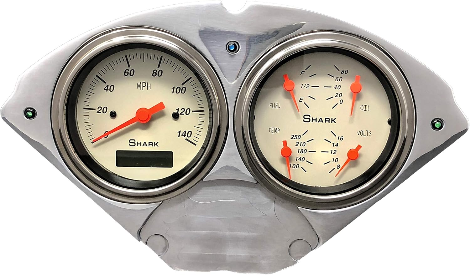 Dolphin Gauges 1955 1956 Chevy Car 3 3/8 Quad Style Programmable Gauge Dash Panel Insert Shark