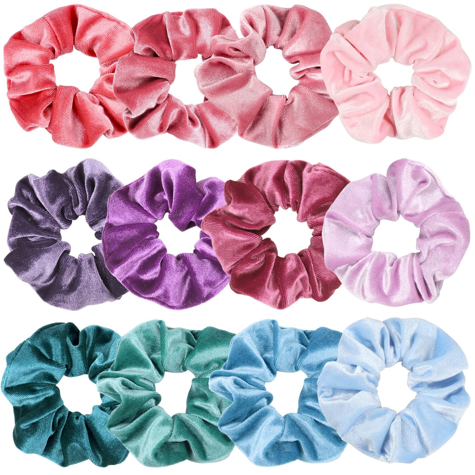 Kavya Scrunchies for Girls, Velvet Scrunchy Cute Colors Hair Bands Soft Hair Bobbles for Women Elastic Ponytail Holders Hair Accessories for Girls Women 12 Pack — image 1