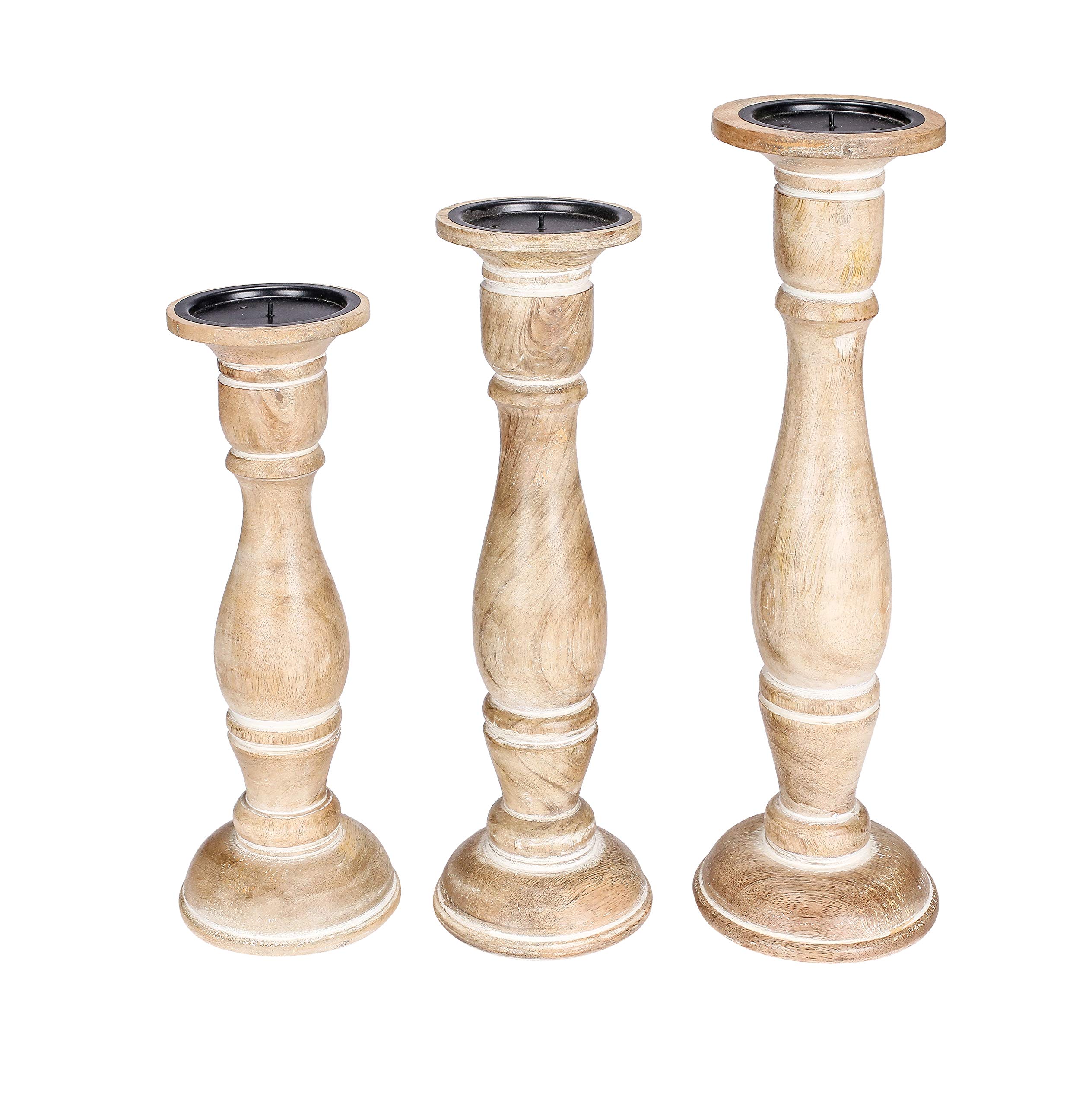 Photo 1 of **USED, DAMAGED** Candle Stands Wooden for Pillar Candles,Rounded Turned Colums, Sustainable Woods, Country Style, Idle for Reiki, Aromatherapy, Votive Candle Garden Home décor - White Wash