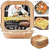 4 qt Air Fryer Liners, Chefman Air Fryer Liners, Disposable 4qt Air Fryer Liner for GreenLife 4.5 QT Cuisinart Airfryer, Non-stick Parchment Paper for Frying, Baking- Unbleached(120Pcs)