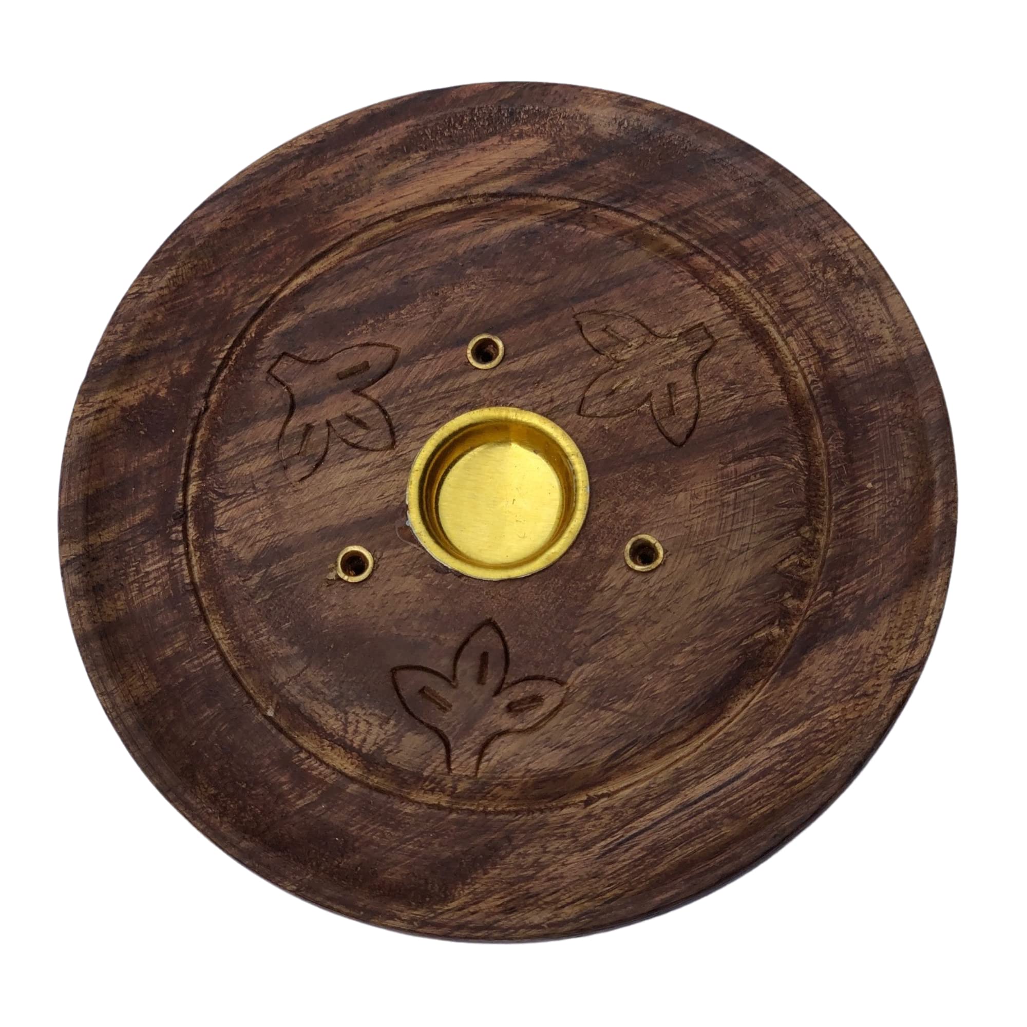 SAMASIA Round wooden incense holder | Ash Catcher and Cone Burner | For Aromatherapy, Meditation, Yoga, Reiki, Weddings (Pack of 1)