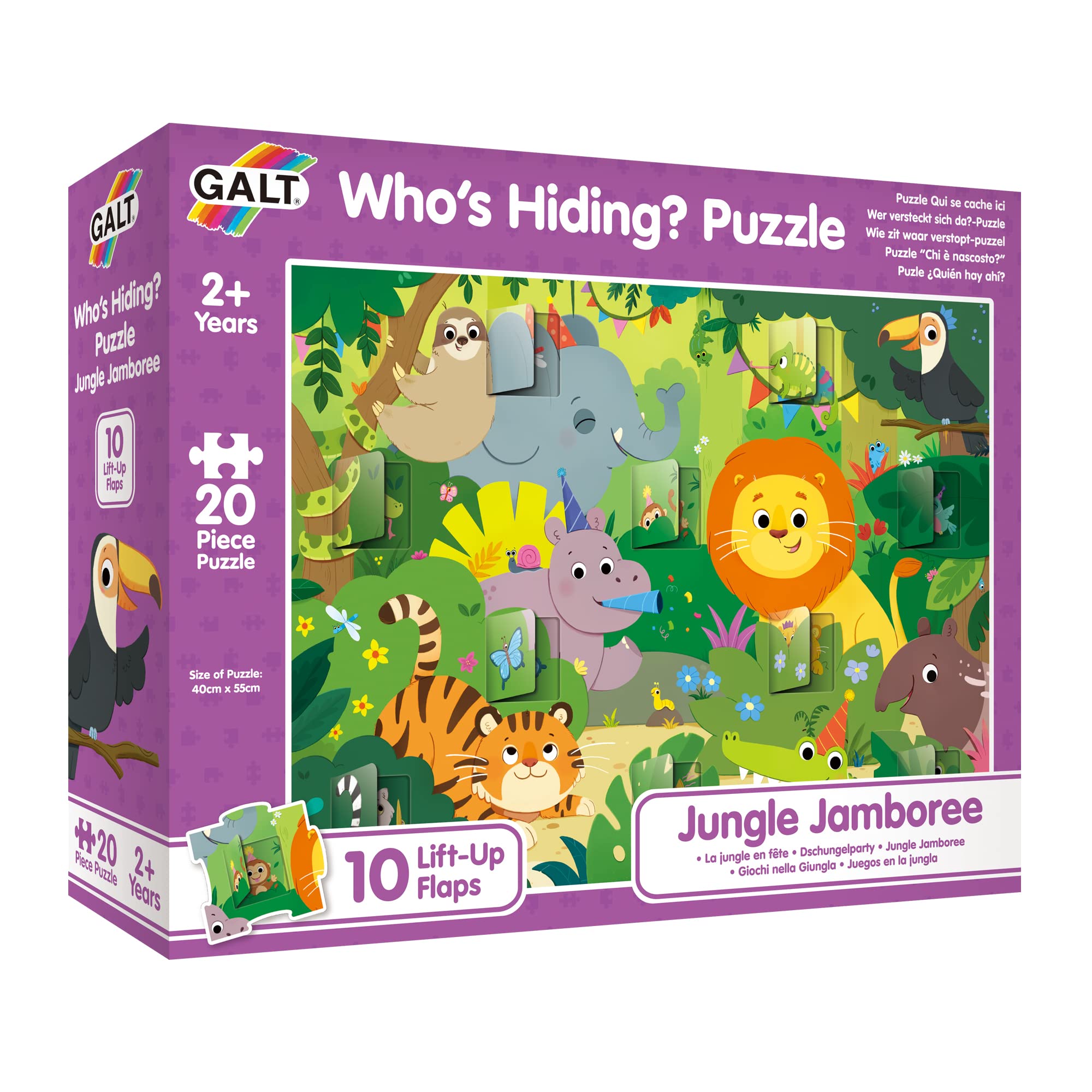 Galt, Who's Hiding? Puzzle - Jungle Jamboree, Jigsaw Puzzles for Kids, 20 piece Puzzle, Ages 2 Years Plus