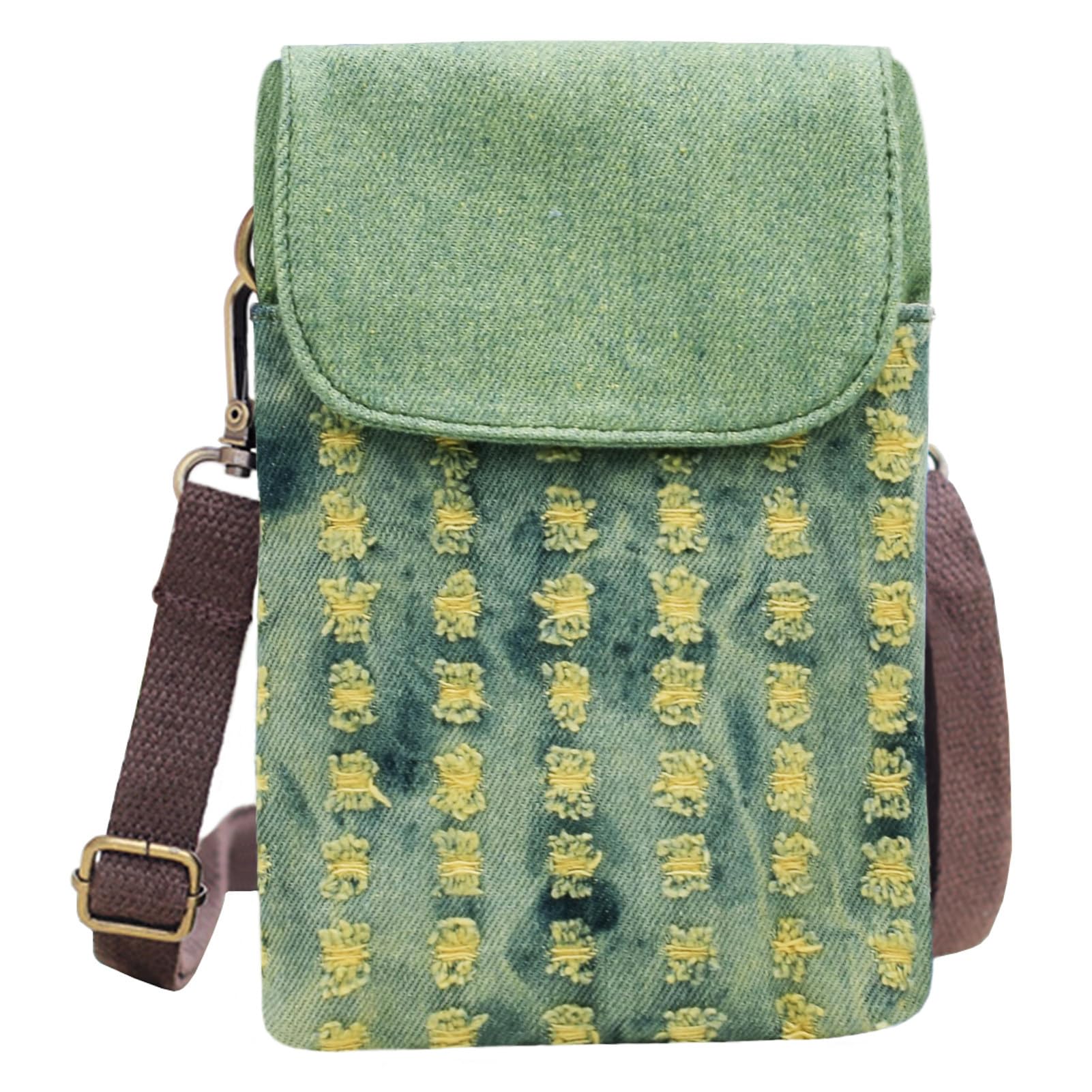 KXF Women Small Cell Phone Purse Canvas Crossbody Bag Wallet Mini Shoulder Bag Pouch with Shoulder Strap for Phone Screen up to 7.1 inches