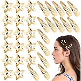 30 Pcs Gold Star Clips Star Hair Accessories Metal Snap Hair Clips Cute Stars Clip Barrettes Non-Slip Fashion Wedding Festival Halloween Christmas Hairs Accessories for Women Girls Hairstyle Decorate