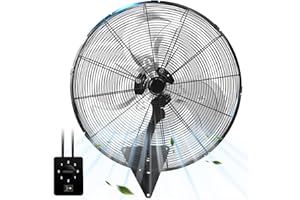TMWINGS 24 Inch Wall Mount Fan, Heavy Duty Oscillating Wall-Mounted Fan with 8500 CFM, High Velocity 3 Speed Fans Indoor with Adjustable Tilting for Workshop, Garage, Patios, Commercial and Industrial