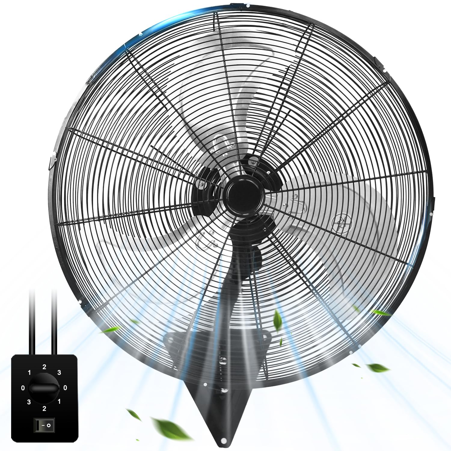 Photo 1 of 24 Inch Wall Mount Fan, Heavy Duty Oscillating Wall-Mounted Fan with 8500 CFM, High Velocity 3 Speed Fans Indoor with Adjustable Tilting for Workshop, Garage, Patios, Commercial and Industrial