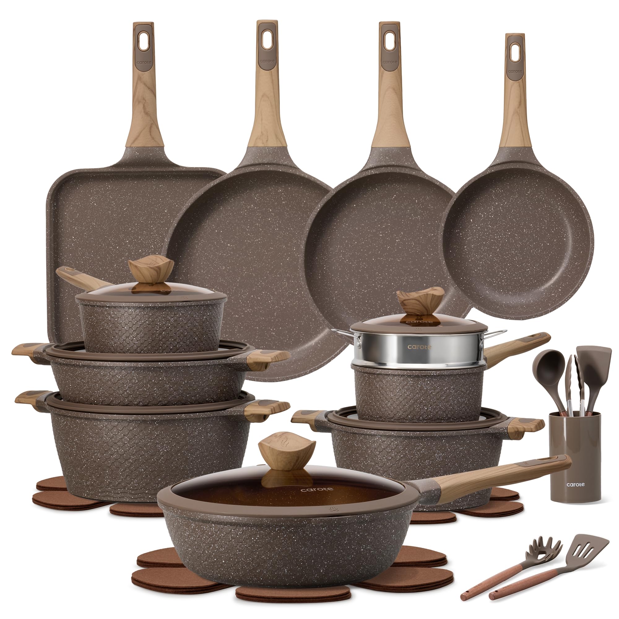 CAROTE 31pcs Pots and Pans Set Non Stick, Cookware Set Pots and Pans Induction Cook Ware, Nonstick Kitchen Cooking, PFOA Free Image